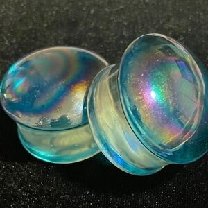 Pair of 32mm glass earring plugs